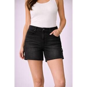 Womens Size 32 Black Denim Shorts Mid Rise Casual NWT